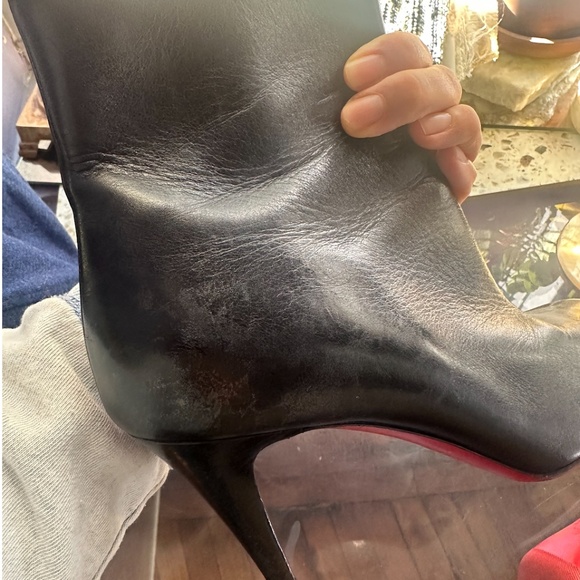 Christian Louboutin Black Leather Ankle Boots Red Sole Size 41.5 - Picture 3 of 5